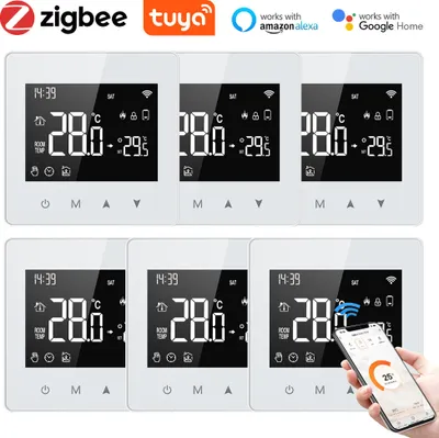 Produktbild von 6X Tuya ZigBee Smart Thermostat 3A Wasser-/Gaskessel Raumthermostat, APP-Steuerung, Home/Alexa Sprachsteuerung, Wöchentlich programmierbar