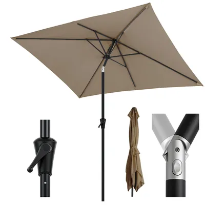 Produktbild von Sekey Sonnenschirm Rechteckig 300x200 cm, Aluminium Marktschirm mit Kurbel, knickbar, UV-Schutz 50+, Gartenschirm