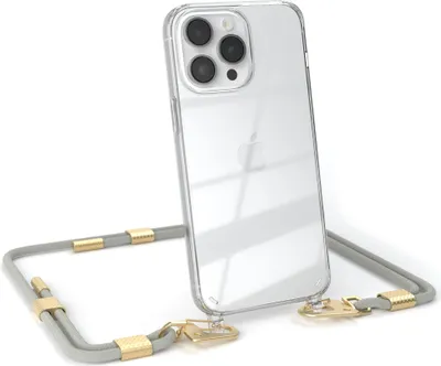 Produktbild von EAZY CASE Handykette für Apple iPhone 14 Pro Max, Transparente Silikonhülle mit Band, Clear Case, abnehmbar in  Beige