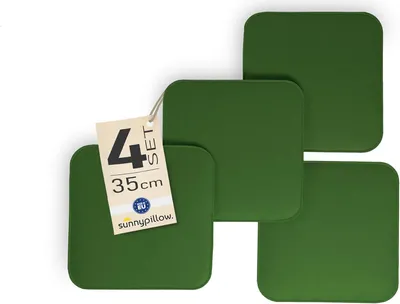 Produktbild von sunnypillow 4er Set Stuhlkissen aus Filz quadratisch 35x35 cm | gemütliche Filzkissen für Bank und Stuhl | Indoor/Outdoor | Sitzkissen | Dunkelgrün