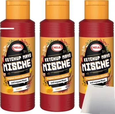 Produktbild von Hela Ketchup Mayo Mische Curry 3er Pack (3x300ml Flasche) + usy Block