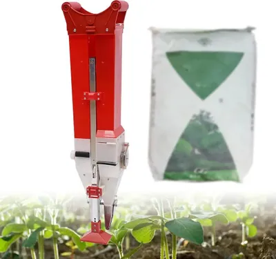 Produktbild von Manuelle Dünger- und Sämaschine - Handgeführter Mais- und Sojabohnenpflanzer - Doppelkammersystem - Verstellbare Saattiefe