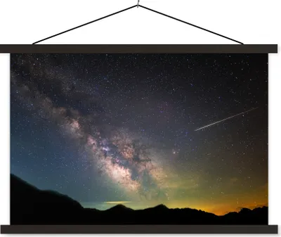 Produktbild von MuchoWow® Textilposter Die Milchstraße und die Sternschnuppe 120x80 cm mit schwarzem Rahmen - Wanddeko
