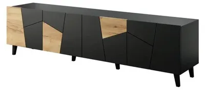 Produktbild von Cama RTV Schrank ETNA 200x42x52 schwarz matt + Eiche craft, Schwarz, Partikelbord, Schwarz, Partikelbord, 4 Regale, Laminat