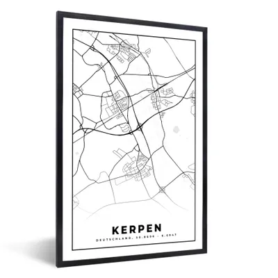 Produktbild von MuchoWow® Gerahmtes Poster Kerpen - Karte - Stadtplan 20x30 cm - Poster mit Schwarzem Bilderrahmen Wandposter Rahmen Foto Bilder - Drucken - Bilder Poster im Rahmen