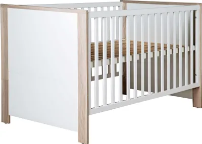 Produktbild von roba Kombi-Kinderbett 'Olaf', 70x140 cm, weiß, natur, höhenverstellbar, 3 Schlupfsprossen, umbaubar