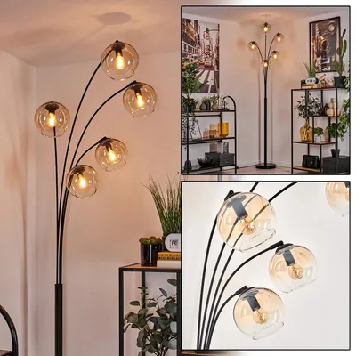 Produktbild von Cesaro Stehlampe aus Metall/Glas in Schwarz/Bernstein/Klar
