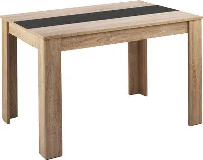 A studio shot of a dining table.