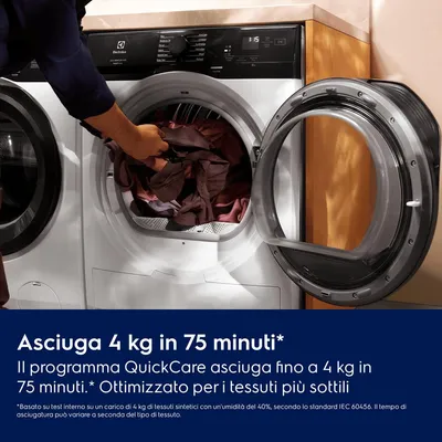 Imagen del producto de Electrolux EW6H1ZBG8C, de pie, carga frontal, bomba de calor, blanco, giratorio, pantalla táctil, gris