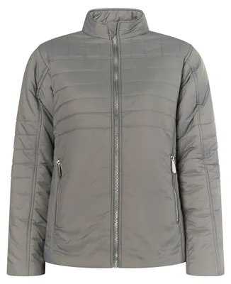 Produktbild von Damen Stehkragen Jacke, grau, Größe XS mit seitlichen Reißverschlusstaschen