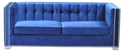 Image de Canapé 3 places Coussin Siège Canapé Textile 3 places Bleu Chesterfield Nouveau
