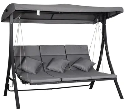 Image de Balançoire hollywoodienne 3 places avec auvent réglable et coussins, 270 kg