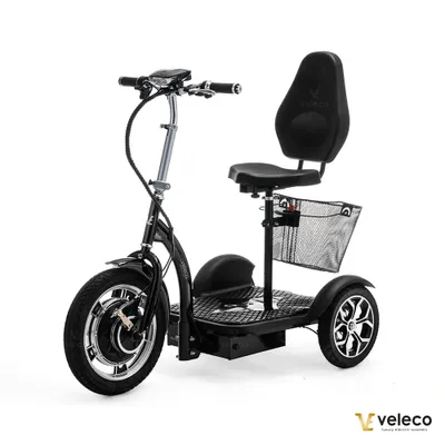 Produktbild von Veleco ZT16 - Elektromobil - 750W - 12km/h - Abnehmbarer Einkaufskorb - Klappbare Lenksäule - Mobilitätsroller (Schwarz)