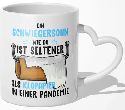 Produktbild von 22Feels Schwiegersohn Geschenk Bräutigam Hochzeit Tasse Männer Herrentag Hochzeitstag Weihnachten Geburtstag Kaffeetasse Haferl (Herzhenkel Weiss)