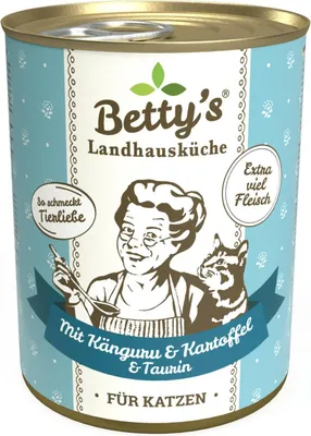 Produktbild von Betty's Landhausküche Katze mit Känguru & Kartoffel 400g, Senior, Känguru, Kartoffel, 400 g