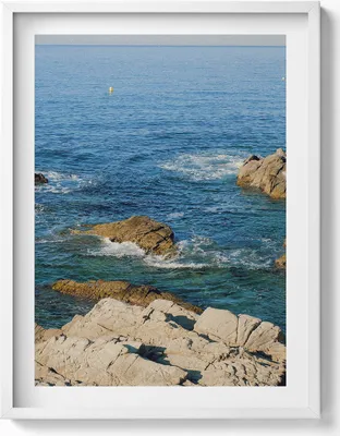 Produktbild von Küste der Costa Brava– Wandbild mit Rahmen – Gerahmtes Bild  – Wanddekoration – 60x80 cm –  Weiß Rahmen