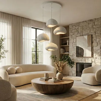 Produktbild von Opviq, Hochwertiger Kronleuchter, Metallkörper, Fiberglas-Kappe, 4 x E27, Höhenverstellbar 50-115 cm, Weiß, Modernes Design, Ideal für stilvolle Wohnräume, IP20.