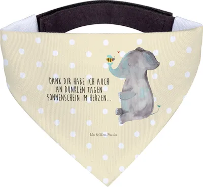 Produktbild von Mr. & Mrs. Panda Halstuch Hund Elefant Biene - Gelb Pastell - Geschenk, Lustige Sprüche, Hochzeitsgeschenk, Bandana, Liebesspruch, Hunde Hals Tuch, Dreieckstuch, Liebe