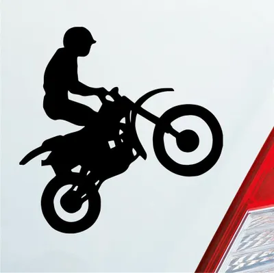Produktbild von Auto Aufkleber Motorcross Motorrad Bike Tuning 10x9 cm Schwarz Glanz Sticker Heckscheibenaufkleber