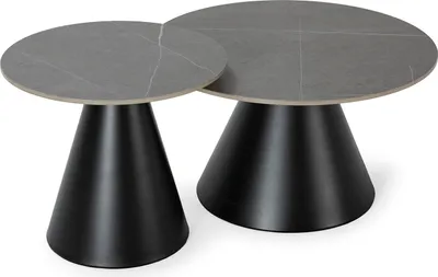 Produktbild von CALICOSY - Set aus 2 runden Couchtischen in Grau - LOUNA