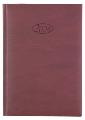 A burgundy diary with '2026' embossed on the cover.