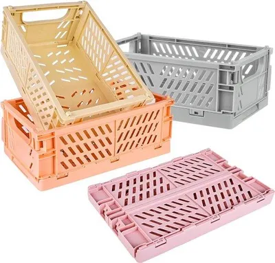 Produktbild von DigiRigi® Faltbare Aufbewahrungsboxen – 4er-Set (kleine Klappboxen), stabiler PP-Kunststoff, klappbar & stapelbar, 25,5 x 15 x 9,7 cm