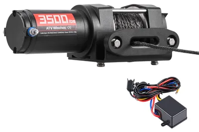 Produktbild von SucceBuy Elektrische Seilwinde 1587 kg, 12 V DC Motorwinde mit 5,3 mm x 10 m Synthetikseil & kabelgebundener Fernbedienung, IP55, Aluminiumgehäuse, Elektrowinde für ATV-Abschlepparbeiten, Schwarz