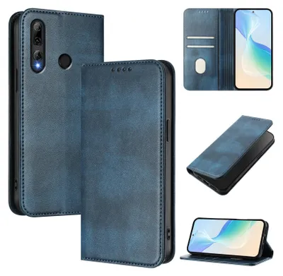 Produktbild von Handyhülle für Huawei P Smart+ 2019/P Smart 2019/Honor 20 Lite/Honor 10i, Vintage Leder RFID Schutz Kartenfach Standfunktion Magnetische Klapphülle Blau