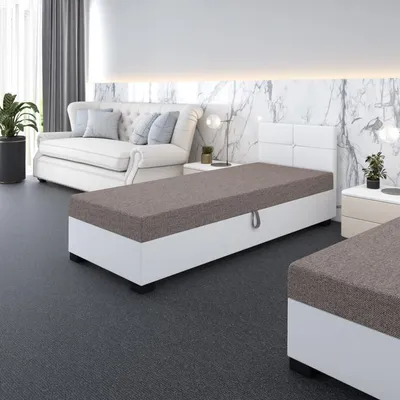 Obrázok produktu pre Čalúnená jednolôžková posteľ 80x195 LEJLA 1 - svetlá hnedá / biela