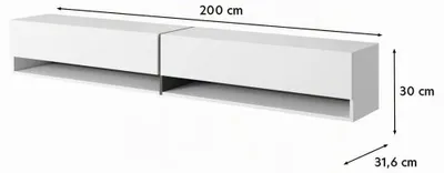 Obrázok produktu pre TV stolík Selsey BISIRA - TV stolík z bieleho mramoru so zlatou vložkou - šírka 200 cm - závesný