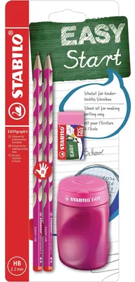 Produktbild von STABILO Schul-Set für Rechtshänder -  EASYgraph S in pink - inkl. Spitzer + Radierer