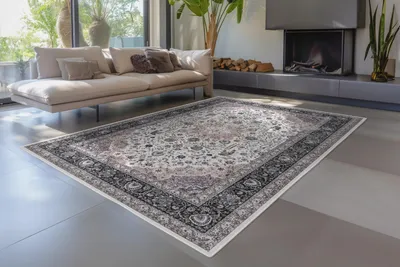 Immagine prodotto di Tappeto Padiro, pelo corto, 160 x 230 cm, color beige chiaro, motivo vintage, adatto per riscaldamento a pavimento, realizzato in poliestere