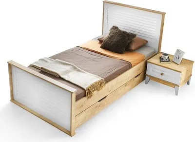 Produktbild von Bett + Nachttisch - Kinderzimmer Schlafzimmer Möbel Betten 2tlg. Set