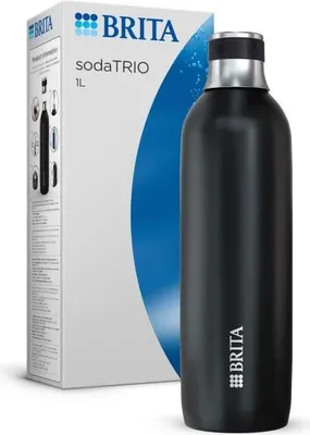 Produktbild von BRITA Isolierflasche, SodaTRIO Kompatibel, 1L Kapazität, Edelstahl, Schwarz, Spülmaschinenfest