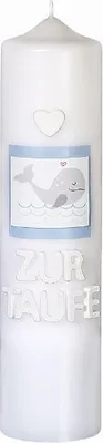 Produktbild von Taufkerze Jungen Zur Taufe 25 x 6 cm mit Namensverzierung und Geschenkkarton