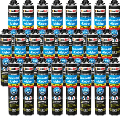Produktbild von Isolbau B2 Dämmstoffkleber - 24 x 750 ml Perimeterkleber für EPS- & XPS-Platten - 1K PolyurethanKlebeschaum für Dämmung und Isolieren