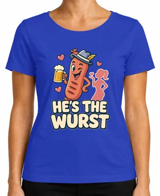 Imagen del producto de Camiseta para mujer, diseño "Wurst Bratwurst Bier Tracht", estilo tradicional alemán, color azul, talla XL