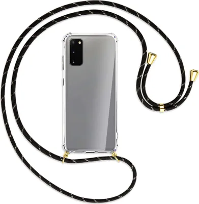 Produktbild von Handykette Backcover-Schutzhülle mit Band (Metall goldfarben) für Samsung Galaxy S20 (G980) - schwarz/gold