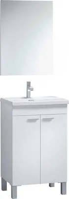 Produktbild von Unterschrank Dkolaro, Badezimmerschrank, Kleiderschrank mit 2 Türen mit Spiegel, Waschbecken nicht enthalten, 50x40h80 cm, Weiß