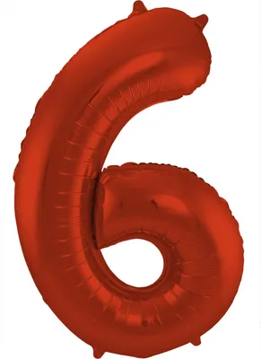 Produktbild von Folienballon Zahl 6 Rot Metallic Matt 86cm