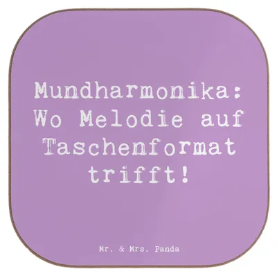 Produktbild von Mr. & Mrs. Panda Untersetzer Glas Spruch Mundharmonika Freude - Lavendeltraum - Geschenk, Tasse, Lernen, Instrument, Musikinstrument, für Gläser, Folklore, Musik, Rock
