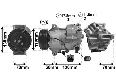 Produktbild von VAN WEZEL 3700K607 CVC6 Klimaanlage Klimakompressor PAG 46 R134a für OPEL Astra J Sports Tourer (P10) ASTRA J ZAFIRA TOURER C (P12) Astra J GTC (P10)