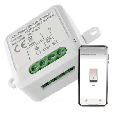 Produktbild von EMOS GoSmart Lichtschalter-Modul / Zigbee mit App, Unterputz Schalter zur Fernsteuerung, Sprachsteuerung, für Einzelschalter, kein Nullleiter, H5103