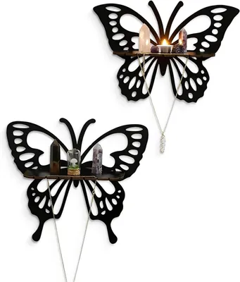 Image de Ensemble Wandregal, 2 pièces, forme papillon, en bois, pour salon