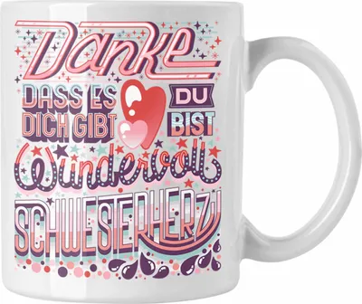 Produktbild von Trendation - Beste Schwester Tasse Geschenk von Schwester an Schwester Lieblingsschwester von Bruder Geschenkidee Spruch (Weiß)