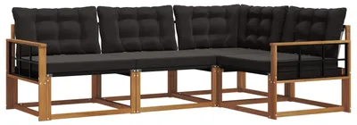 Immagine prodotto di vidaXL Set di divani da esterno, 4 pezzi, colore naturale e nero