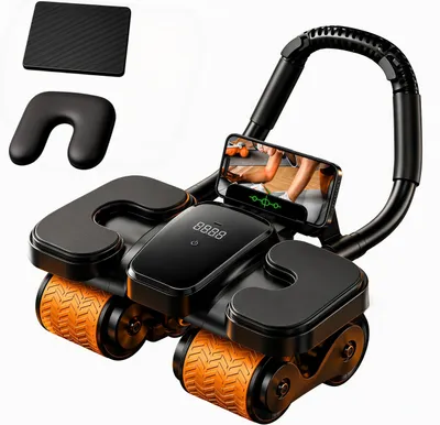 Produktbild von 4-rädriger automatischer Rückfederung Bauchtrainer,Ab Roller Wheel mit LCD-Display, Intelligenz zählen, bauchtrainer elektrisch mit Ellbogenstütze
