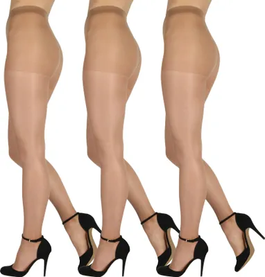 Produktbild von Bananalu feine elastische seiden Strumpfhose Damen 20 Den Höschenteil Panty 20 Beige XL / 3er Set