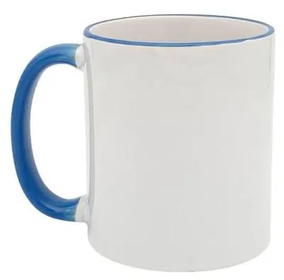 Produktbild von Plottermarie Sublimationsrohlinge Sublimations-Tassen für personalisierte Geschenkideen – Sublimationsrohlinge, Fotogeschenke, Personalisierung & DIY Keramiktasse mit farbigem Rand und Henkel, 11oz Cambridge Blue 2er Set
