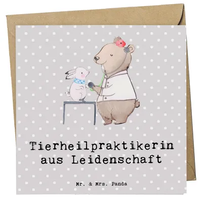 Produktbild von Mr. & Mrs. Panda Deluxe Karte Tierheilpraktikerin Leidenschaft - Grau Pastell - Geschenk, Klappkarte, Glückwunschkarte, anlasskarte, faltkarte, doppelkarte, Grußkarte